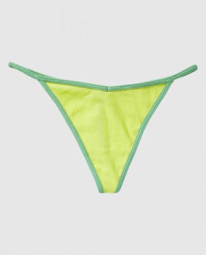 La Senza Ribbed G-String Panty Women's Underwear Green | zHn39A6l