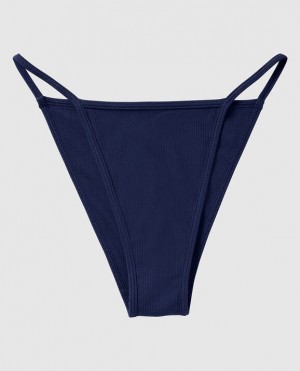 La Senza Ribbed Mini Cheeky Panty Women's Underwear Navy | vwik8eMQ