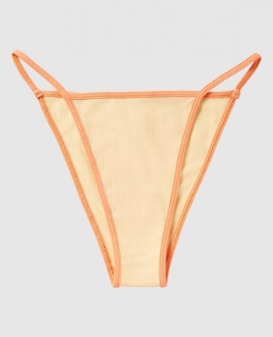 La Senza Ribbed Mini Cheeky Panty Women's Underwear Light Yellow | bTLCN8Cc