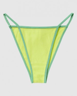 La Senza Ribbed Mini Cheeky Panty Women's Underwear Green | eSeCjYCr