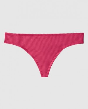 La Senza Ribbed Thong Panty Women's Underwear Sweet Raspberry | M1vUQhsG