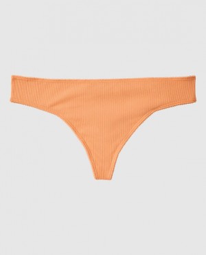 La Senza Ribbed Thong Panty Women's Underwear Orange Cream | VZlQb9Xe