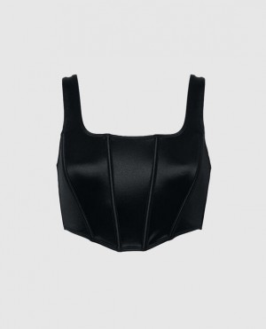 La Senza Satin Top Women's Bras Black | PCN6fjkA