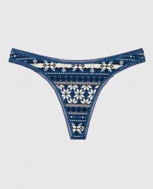 La Senza Thong Panty Women's Underwear Blue | 0hszAve0