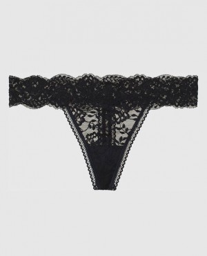 La Senza Thong Panty Women's Underwear Black | PlufNUhf