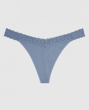 La Senza Thong Panty Women's Underwear Blue | olNLp8x0