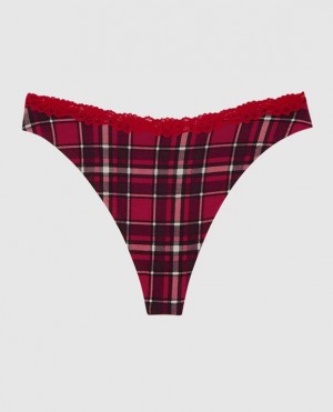 La Senza Thong Panty Women's Underwear Party Plaid | vaVGyH01