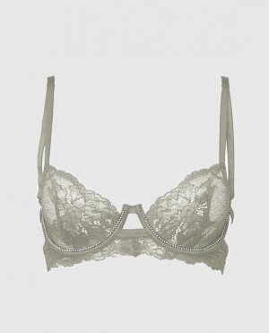 La Senza Unlined Balconette Lace Women's Bras Silver | 73H4kkhT