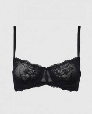 La Senza Unlined Balconette Women's Bras Black | 92B48xtK