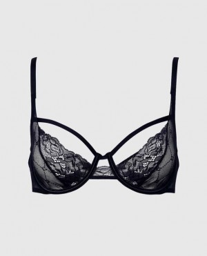 La Senza Unlined Lace Women's Bras Black | 1Qa6waOE