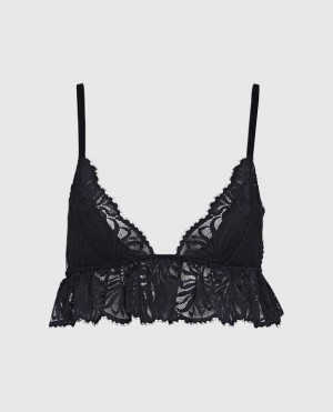 La Senza Unlined Lace lette Women's Bras Black | IWy41mRt