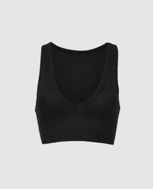 La Senza Waffle Crop Women's Nightwear Black | ThMGak69