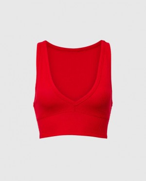 La Senza Waffle Crop Women's Nightwear Red | bIYKn40f