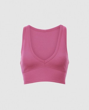 La Senza Waffle Crop Women's Nightwear Rose | tfRuVkRd