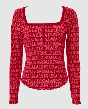 La Senza Waffle Henley Women's Nightwear Fa La La LaSenza | i3jIIH1O