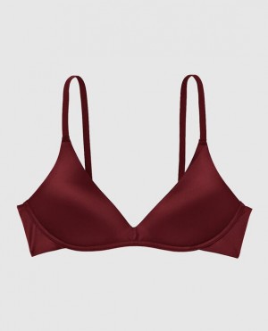 La Senza Wireless Light Push Up Women's Bras Red Burgundy | fKmabLqA