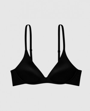 La Senza Wireless Light Push Up Women's Bras Black | pPjC6xHZ