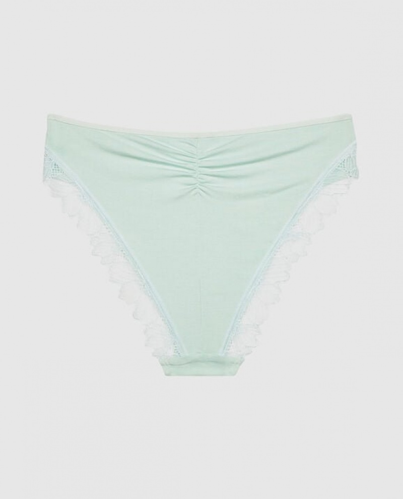 La Senza Bikini Panty Women's Underwear White Green | 32Ux34cM