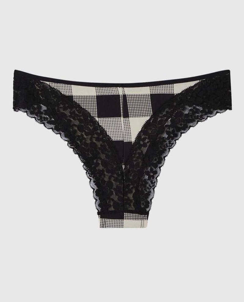 La Senza Cheeky Panty Women's Underwear Festive Check | 9xxE5y36