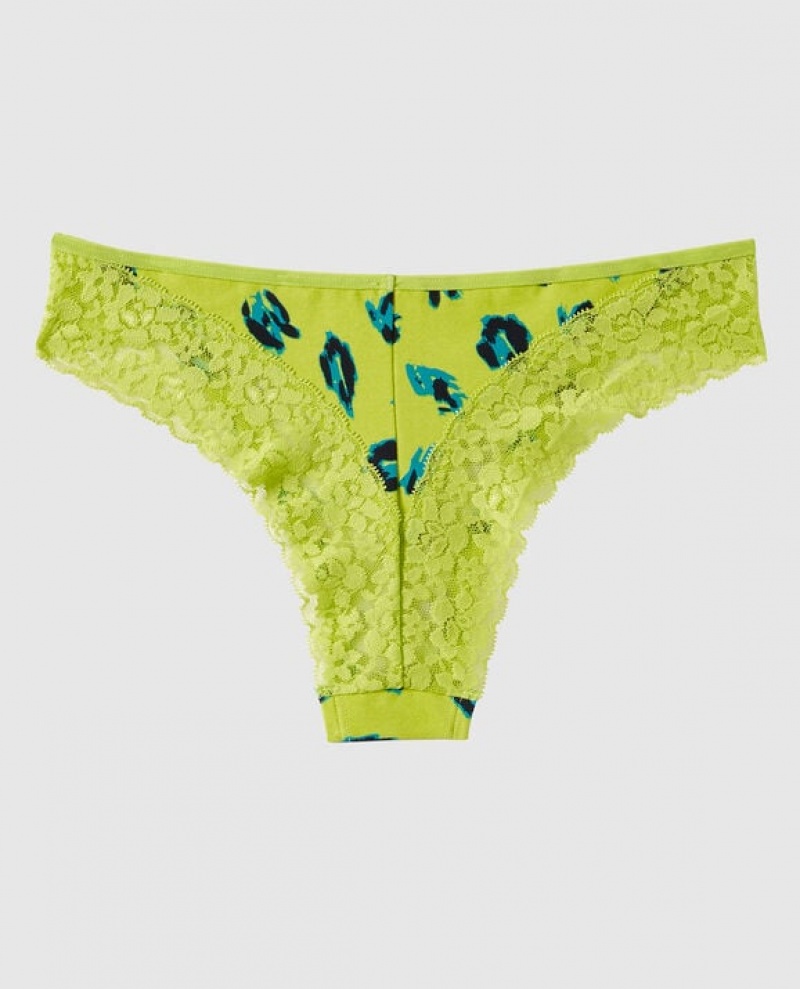 La Senza Cheeky Panty Women's Underwear Green Leopard | twa7mv92