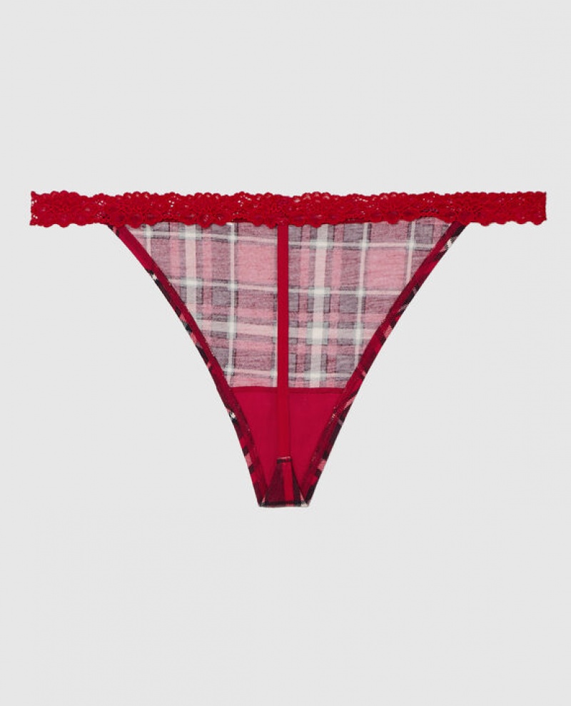 La Senza G-String Panty Women's Underwear Party Plaid | QYtgXenc