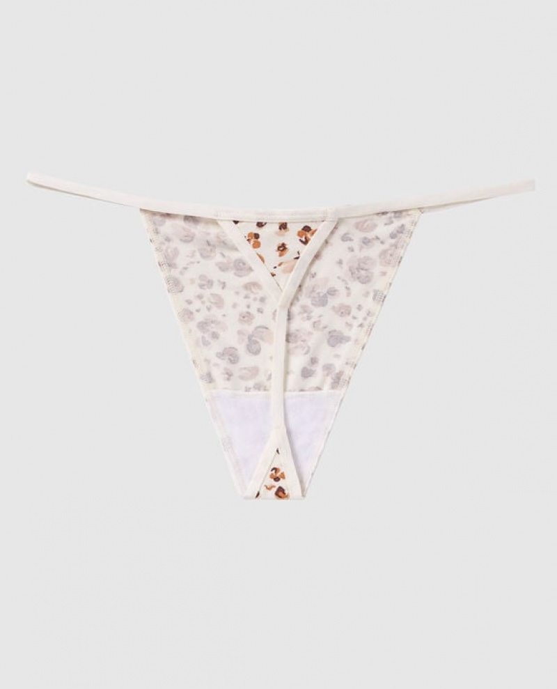 La Senza G-String Panty Women's Underwear Cream Leopard | 4htxsBO6