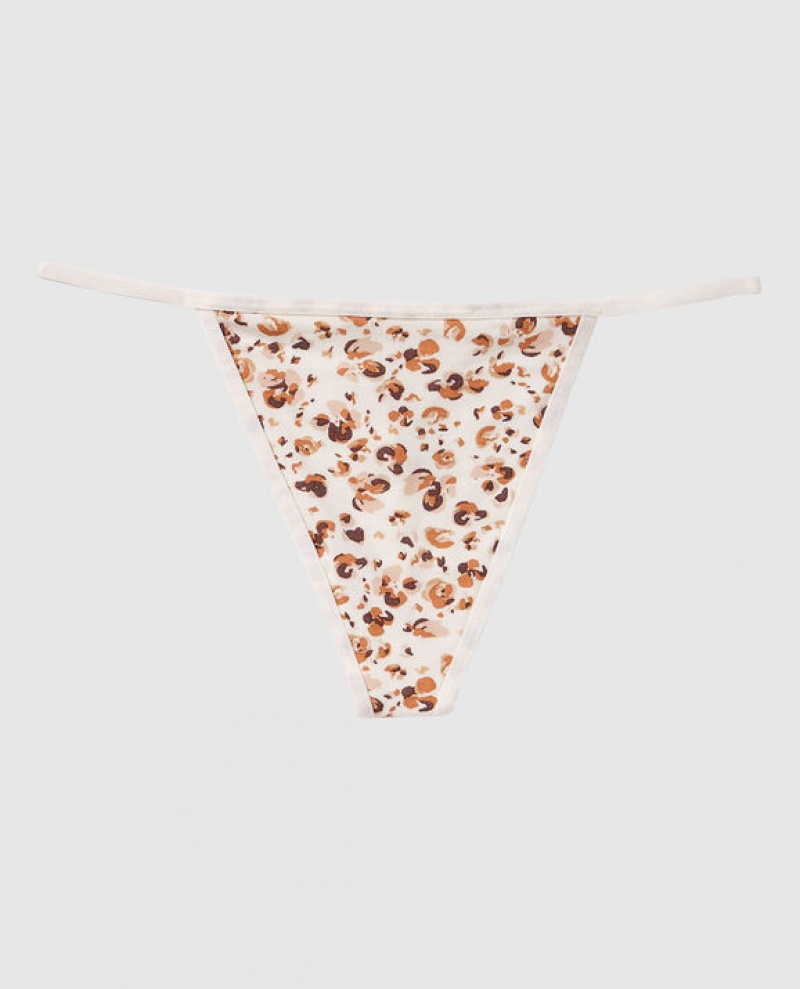 La Senza G-String Panty Women\'s Underwear Cream Leopard | 4htxsBO6