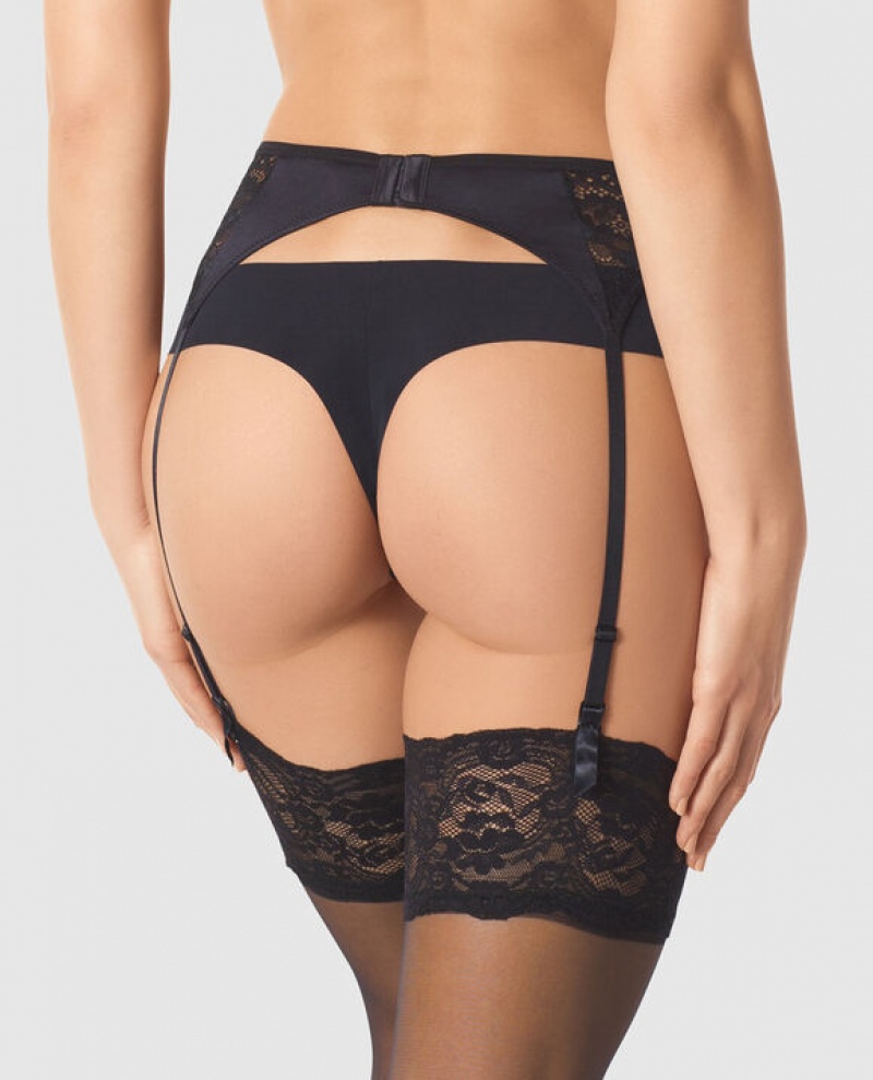 La Senza Garter with Lace Women's Underwear Black | mxszi18i