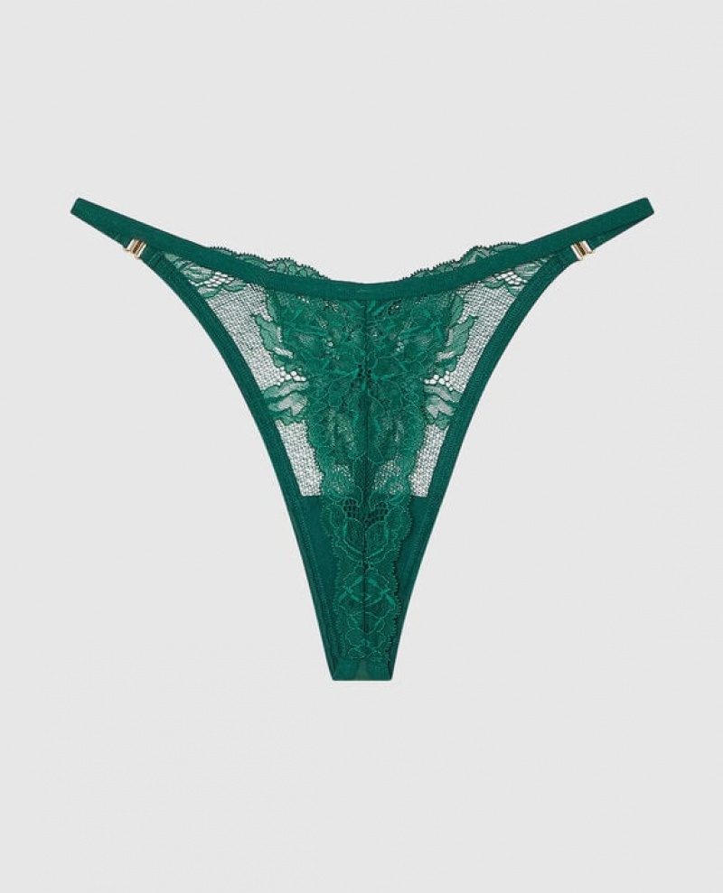 La Senza High Leg Thong Panty Women's Underwear Green | kcQqbGfi