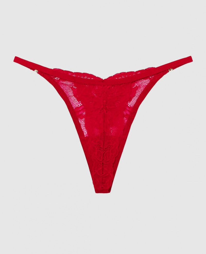 La Senza High Leg Thong Panty Women's Underwear Red | J3XyWBqv