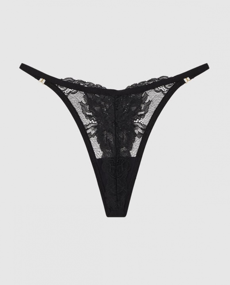 La Senza High Leg Thong Panty Women's Underwear Black | r9fAIRDi