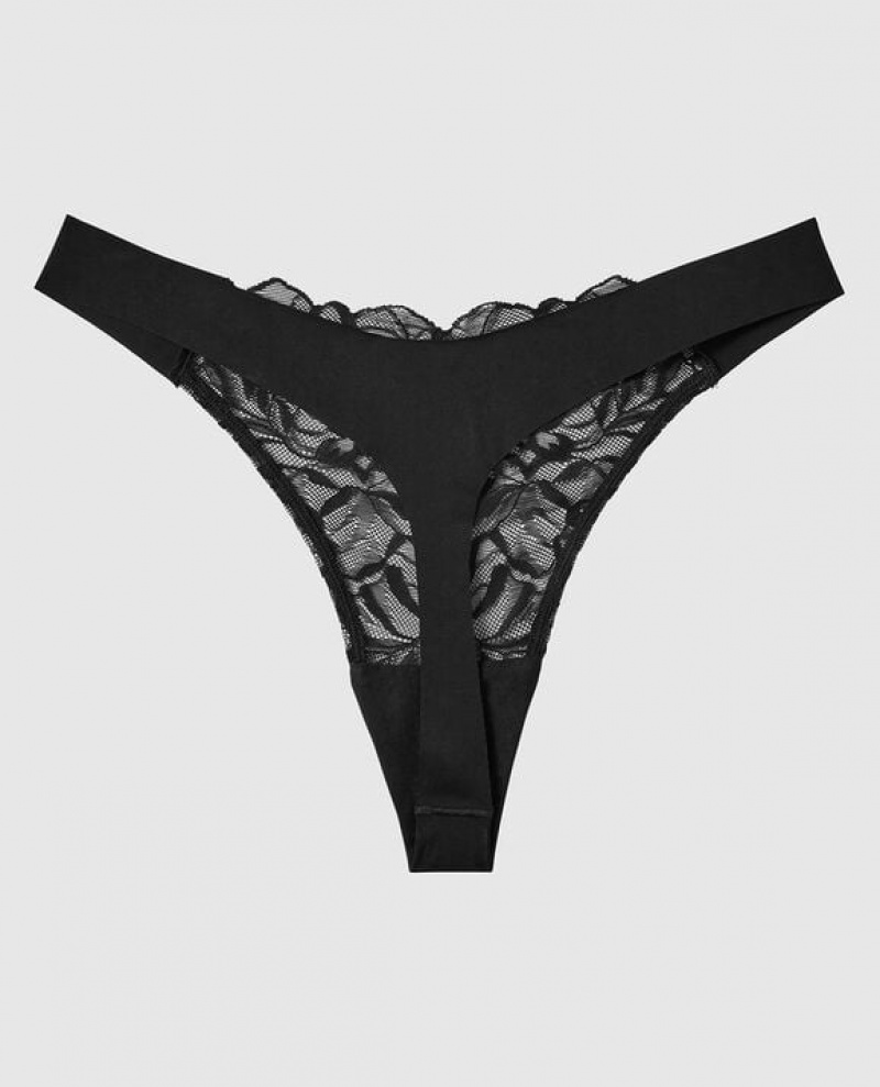 La Senza High Leg Thong Panty Women's Underwear Black | ZTWqmiUo