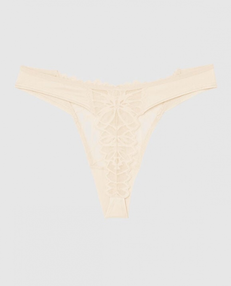 La Senza High Leg Thong Panty Women's Underwear Pearl | Vw5iZe0c