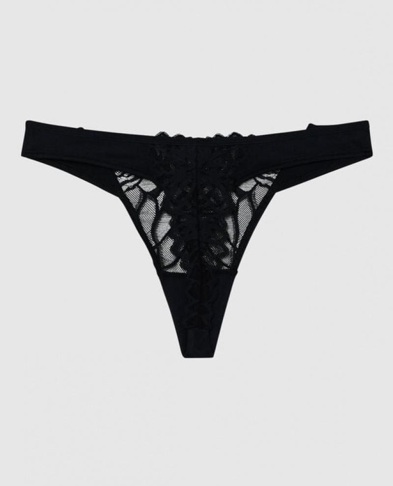 La Senza High Leg Thong Panty Women's Underwear Black | 07vXiK1I