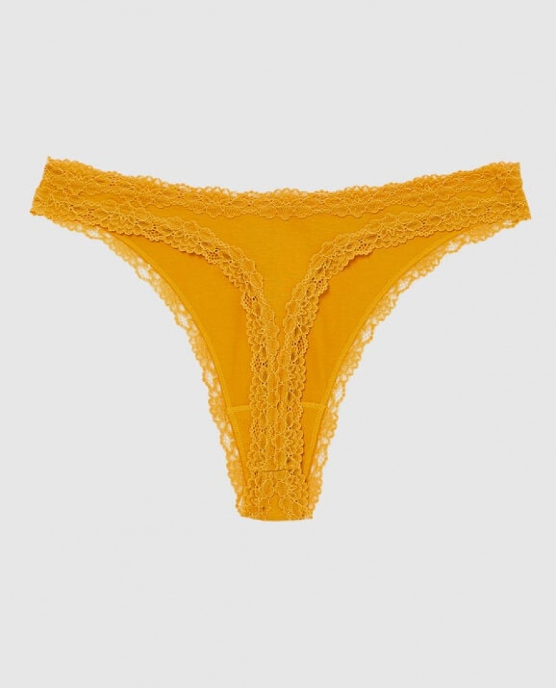 La Senza High Leg Thong Panty Women's Underwear Limonite | KauXhqtL