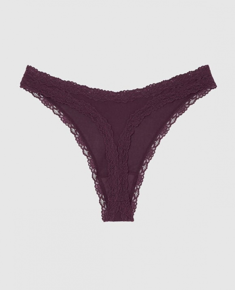 La Senza High Leg Thong Panty Women's Underwear Purple | qve0BMPU