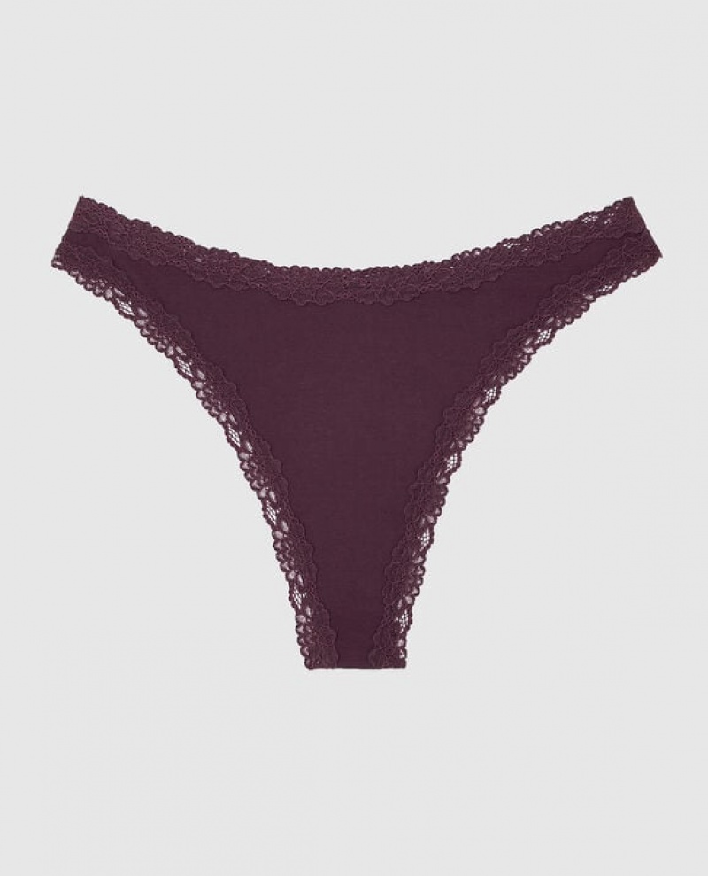 La Senza High Leg Thong Panty Women\'s Underwear Purple | qve0BMPU