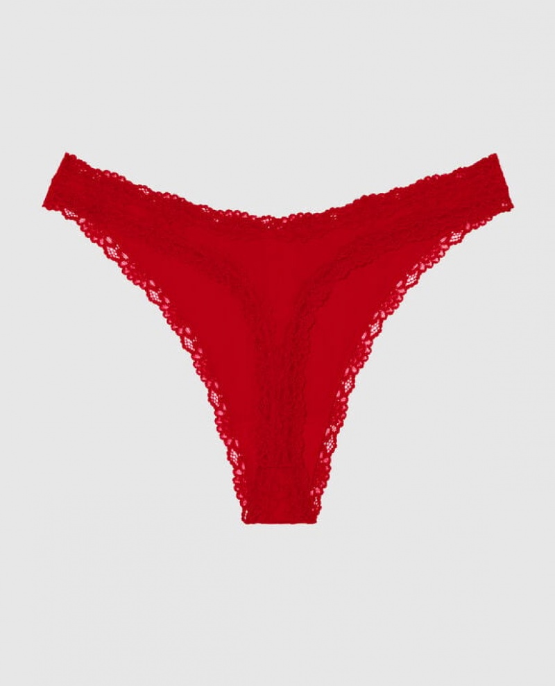 La Senza High Leg Thong Panty Women's Underwear Red | dEyRHo2g