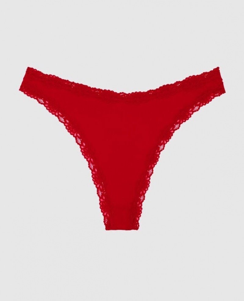 La Senza High Leg Thong Panty Women\'s Underwear Red | dEyRHo2g