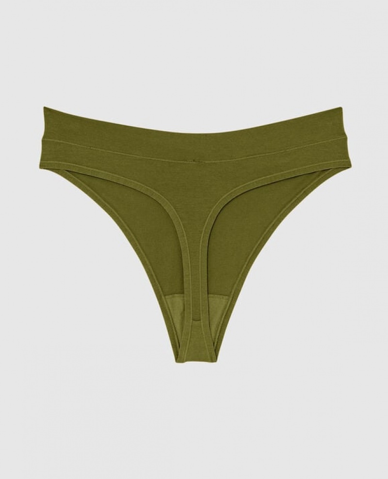 La Senza High Leg Thong Panty Women's Underwear Avocado | hSExrqcW