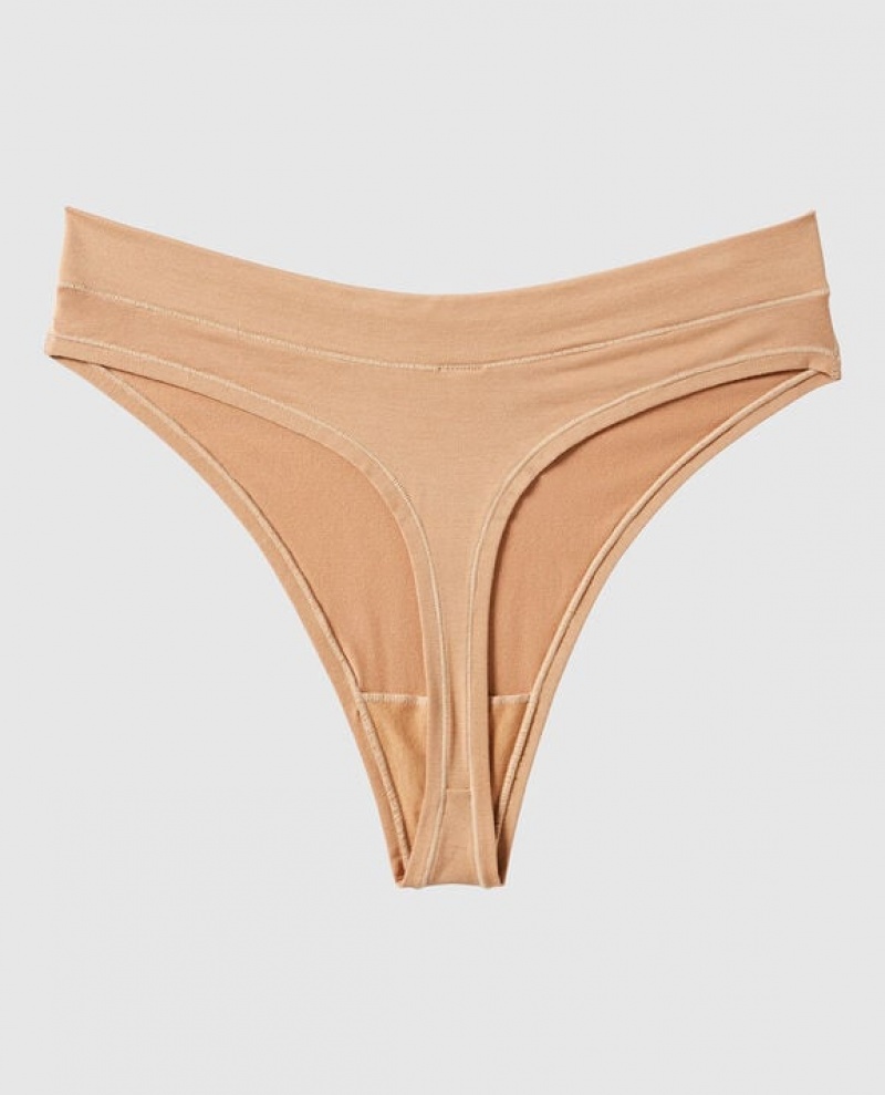 La Senza High Leg Thong Panty Women's Underwear Pecan | yvRKNj5x