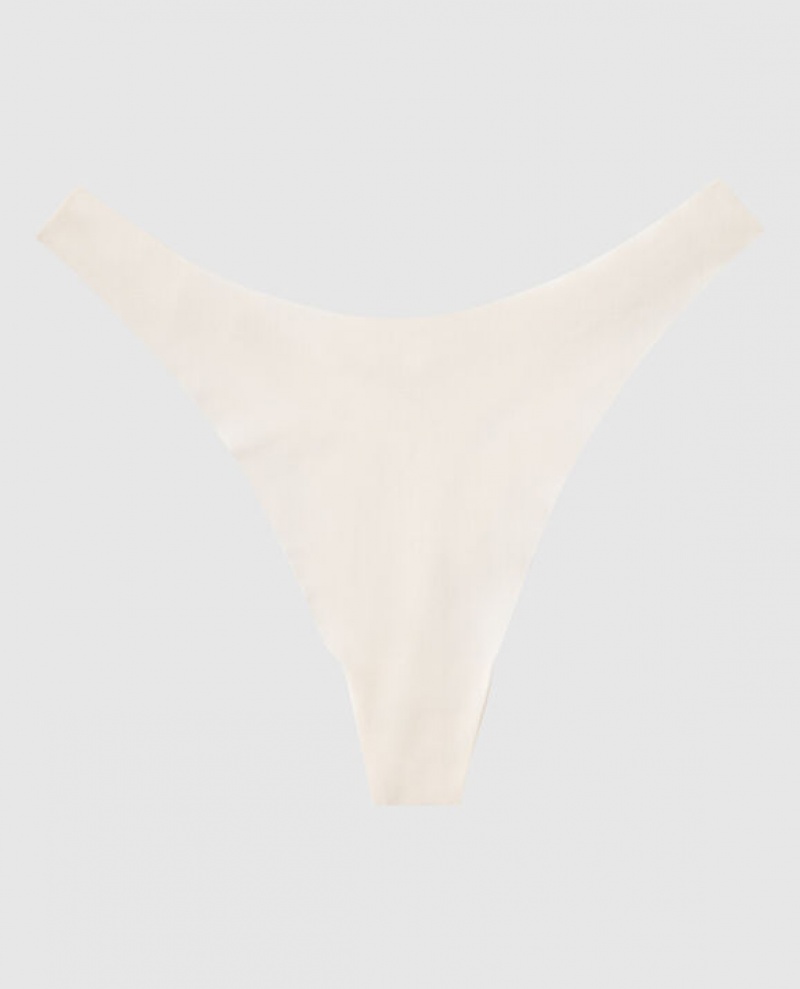 La Senza High Leg Thong Panty Women\'s Underwear Cream | vrblDXBB