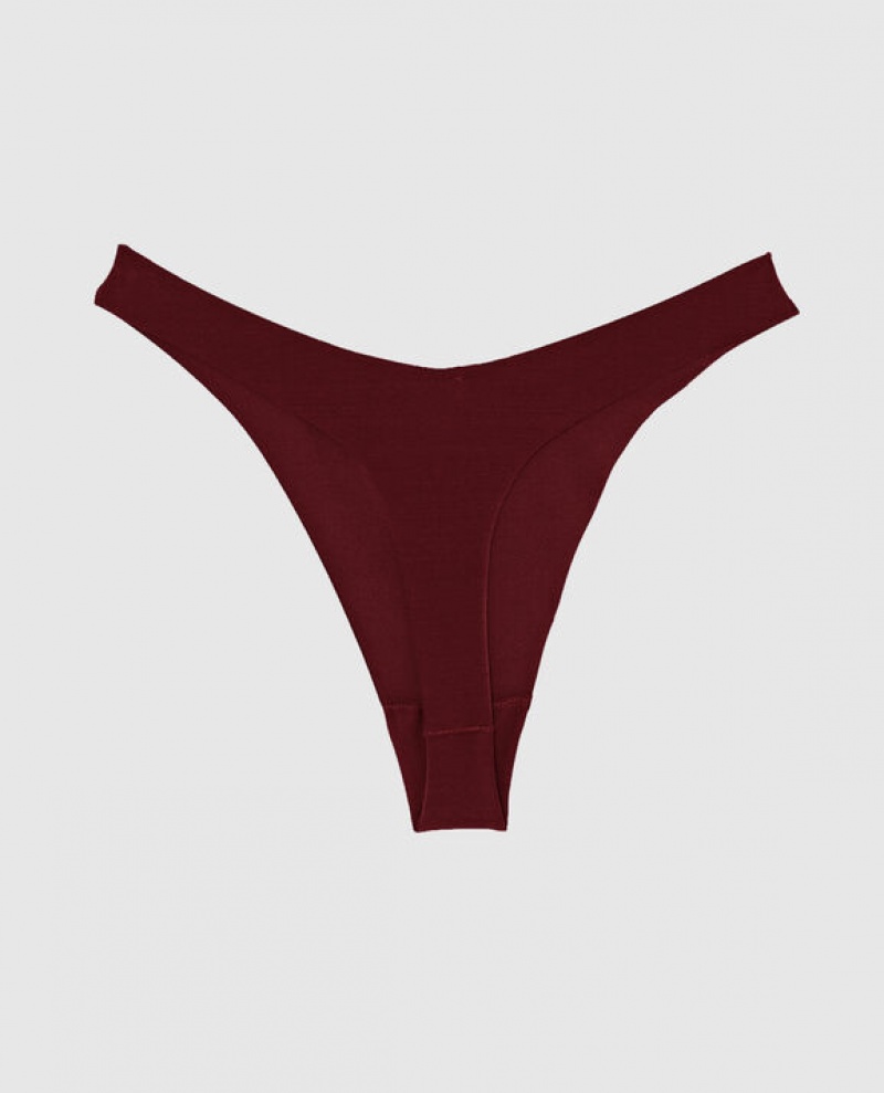 La Senza High Leg Thong Panty Women's Underwear Red Burgundy | x2uGmKJB