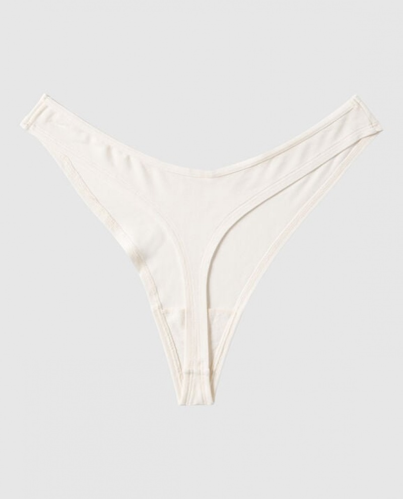 La Senza High Leg Thong Panty Women's Underwear Cream | HNdJ3gy1