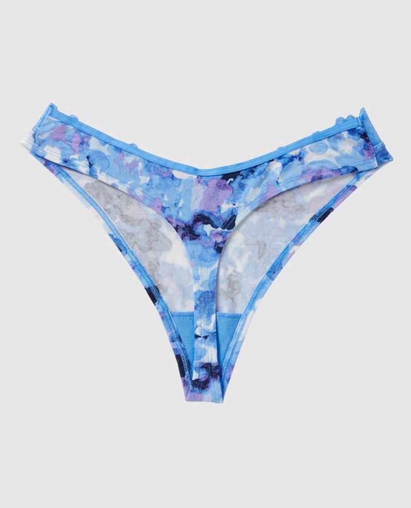 La Senza High Leg Thong Panty Women's Underwear Blue | FcbcJYrP