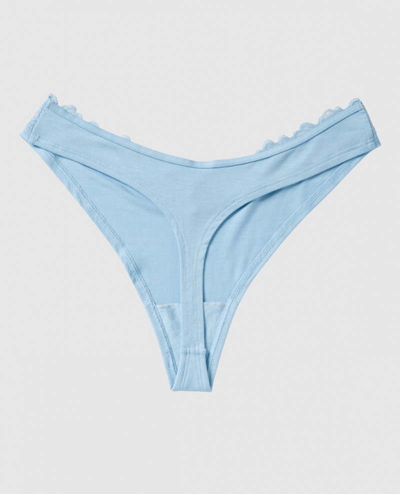 La Senza High Leg Thong Panty Women's Underwear Blue | UHfzjBiw