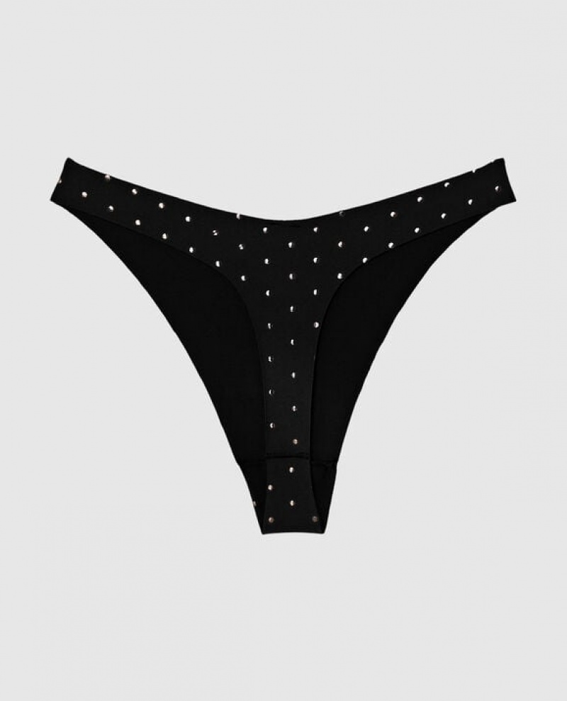 La Senza High Leg Thong Panty Women's Underwear Black | l5d1ZGod