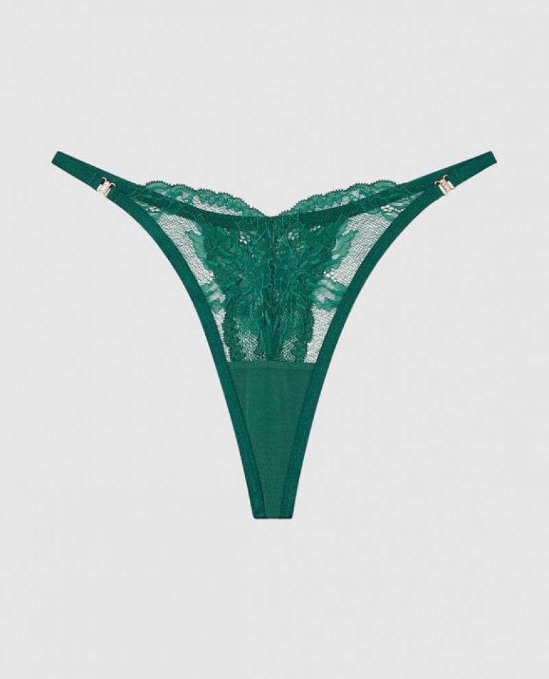 La Senza High Leg Thong Panty Women\'s Underwear Green | 5YVHlqXl