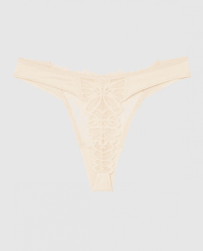 La Senza High Leg Thong Panty Women's Underwear Pearl | 9h84djIn