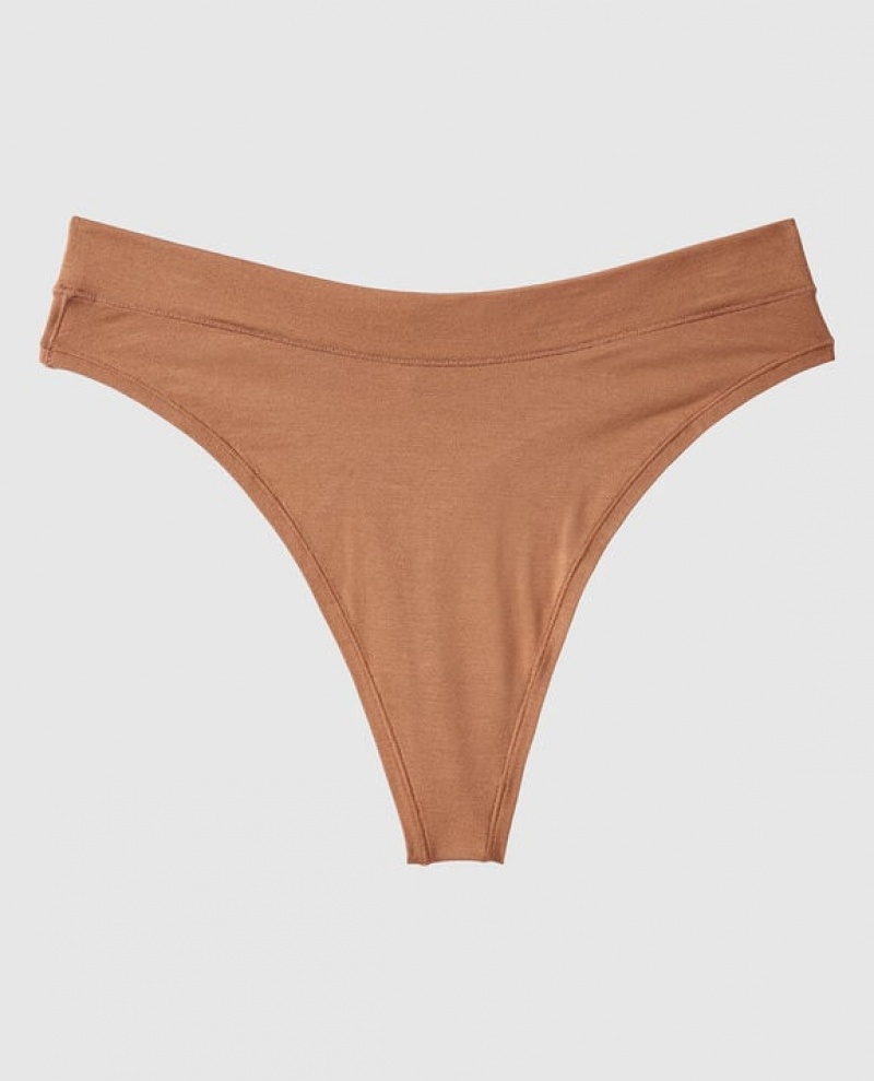 La Senza High Leg Thong Panty Women\'s Underwear Caramel Kiss | Tl5JqfEw